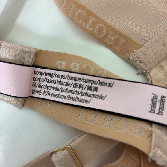 Victoria's Secret Mesh Bralette 36B Nude Sheer Logo Band - Picture 6 of 7